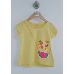 Yellow Kids T-Shirt with Fruit Print